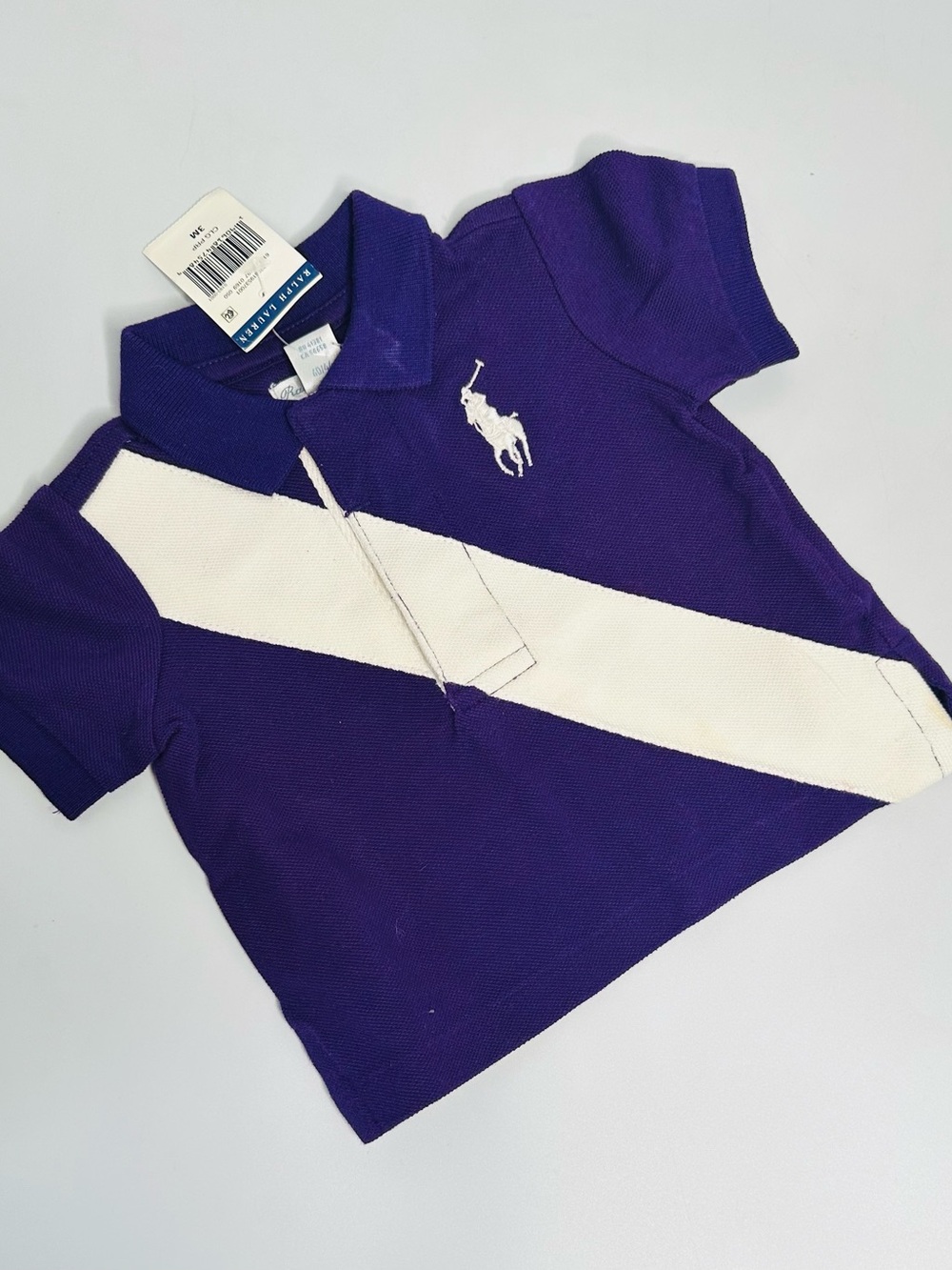 Ralph Lauren Kids Purple Polo with White Diagonal Stripe and Pony